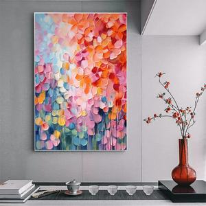 Peinture à l'huile florale texturée Impasto Blooming Rhapsody, art minimaliste, peinture abstraite neutre sur toile, grande décoration murale pour la maison - Product Image 1