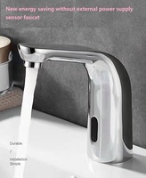Robinet de salle de bain automatique en laiton et cuivre, contemporain, monotrou, à poser sur le plan, à économie d'énergie, avec capteur infrarouge sans contact, eau chaude/froide