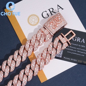 Hip Hop Style 21mm Heavy 925 Sterling Silver Rose Gold Plated Moissanite Cuban Link <b>Chain</b> Necklace Men's <b>Iced</b> <b>Out</b> Jewelry - Product Image 3