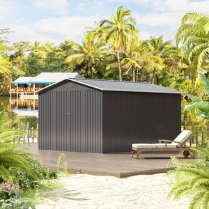 Vendita Diretta Capanno da Giardino <span class=keywords><strong>in</strong></span> <span class=keywords><strong>Ferro</strong></span> Zincato Stile Industriale 3,66m x 3,05m Marrone con Design Impermeabile Facile da Montare - Product Image 6