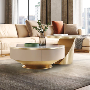 Sự kết hợp 2025 Mới Vòng Ý ánh sáng sang trọng đá tấm Bàn cà phê là một phòng khách nhỏ hiện đại và đơn giản - Product Image 3