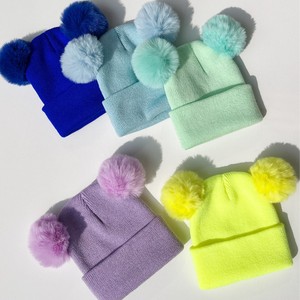 <span class=keywords><strong>Bonnet</strong></span> d'hiver personnalisé en tricot jacquard acrylique pour enfants, filles et garçons, avec double <span class=keywords><strong>pompon</strong></span>, idéal pour l'extérieur - Product Image 4