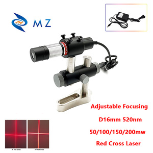 Ống Kính Có Thể Điều Chỉnh Tiêu Cự D16mm 635nm 50/100/150/200MW Mô Đun Laser Chữ Thập Đỏ 110 Độ + Giá Đỡ + Nguồn Điện - Product Image 2