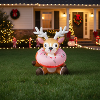 Renne gonflable de Noël de 1,2 m pour extérieur, décoration mignonne avec LED intégrées pour fêtes, jardin et pelouse