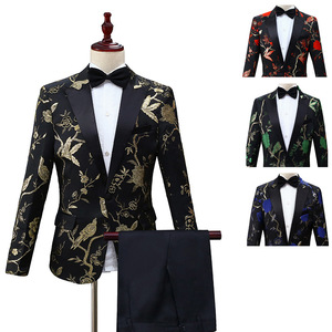 Luxury Slim Fit Tuxedo Dress Set ( Jacket + Pants ) Men Business Wedding Party Groom <strong>Suit</strong> 2 Piece Black Blue White <strong>Red</strong> Male - Product Image 1