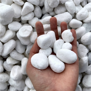 Ciottoli di Pietra Naturale <span class=keywords><strong>Bianco</strong></span> Neve Levigati per Giardini, Parchi, Vialetti, Pavimentazione, Ghiaia Decorativa Moderna - Product Image 2