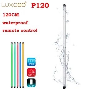 LUXCEO P120 iluminación de audio y video profesional bajo el agua 4 pies tubo led inalámbrico de mano varita de luz de video led para estudio