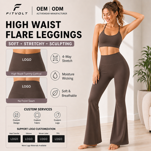 FITVOLT Logo OEM personnalisé Nouveau style Pantalons de yoga pour femmes Leggings de <span class=keywords><strong>sport</strong></span> évasés Taille haute Pantalons de <span class=keywords><strong>sport</strong></span> skinny Leggings de course Leggings de gym - Product Image 1