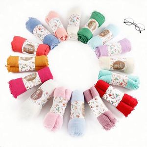 Pañuelo Hijab de Algodón y Poliéster Fruncido Transpirable para Mujer, Protección Solar, Novedad Otoño-Invierno, Venta al por Mayor - Product Image 1