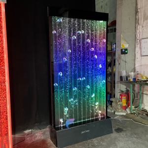 Fontaine d'eau sur pied avec panneau mural incurvé à bulles LED pleine couleur et télécommande - Product Image 5