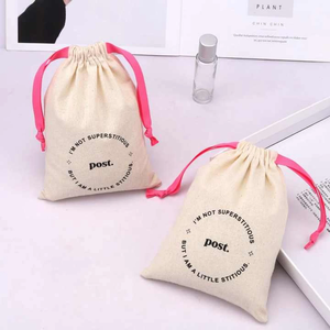 Bolsa de Tela de Algodón Muselina Orgánica Ecológica con Logotipo Personalizado, Bolsa de Embalaje de Tela Calicó Blanca Promocional con Cordón - Product Image 4