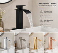 Robinet de lavabo cascade classique monotrou en acier inoxydable à poser sur le plan, avec cartouche céramique et poignée unique