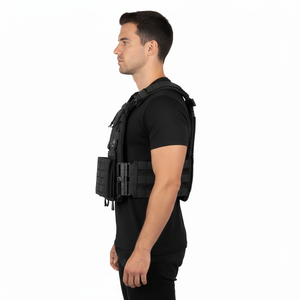 Gilet tactique noir en gros, porte-plaque en nylon personnalisé, chaleco táctico, équipement de défense personnelle, gilet tactique - Product Image 2