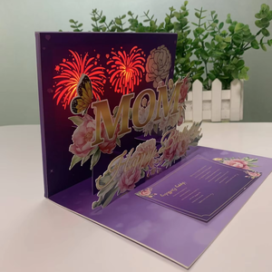 La mejor tarjeta de bendición para mamá Nuevo Día DE LA MADRE 3D Música ligera Tarjeta de felicitación emergente Estilo Amor hecho de papel - Product Image 1
