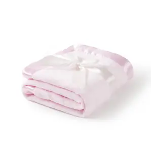 تخصيص الطفل أفخم البطانيات لينة بطانية طفل صوف مع حافة الساتان