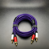 Cable de Audio Estéreo 2RCA a 2RCA, Cable RCA con Revestimiento de Oro y Trenzado de Nailon, Doble Blindaje, Cable Adaptador Auxiliar para Auto y Subwoofer