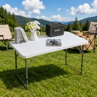 Table pliante rectangulaire en plastique à hauteur réglable, pliable en deux, pour le camping en plein air