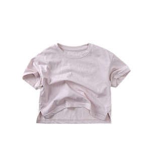 T-shirt in cotone a maniche corte per bambini, tinta unita, leggera, in maglia, traspirante, con scollo, collezione Summer Vibes 2026 - Novità - Product Image 4