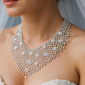 Collier ras du cou en argent 925 fait main avec moissanite, motif floral, design spécial, élégant, pour mariée, mariage, fête, bijoux de mode - Product Image 5