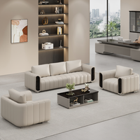 Ensemble de canapés modulaires en cuir pour réception de bureau, style moderne et simple, trois places, sensation de luxe léger, haut de gamme, pour appartement