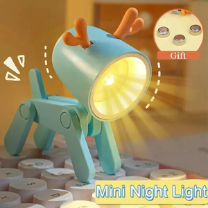 Lampu malam LED Mini Modern lampu meja ABS rusa anjing untuk Pelindung mata dioperasikan baterai putih hangat untuk membaca asrama rumah - Product Image 2