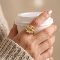 Bagues pour femmes en acier inoxydable couleur or 18 carats avec breloques étoile, lune et œil en zircone cubique colorée de haute qualité, bijoux célestes