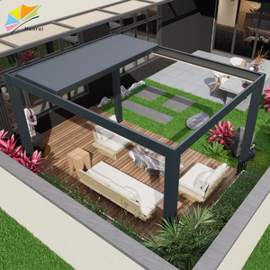 Hanrui-Parasol de aluminio con persianas, pérgola plegable motorizada, giratoria, ajustable por separado, techo retráctil - Product Image 2