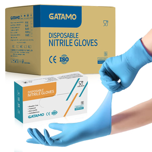 SN035 5g Gants en nitrile médicaux jetables sans poudre bleus pour examen, en vrac, pour hôpital - Product Image 1