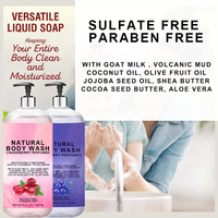 NOUVEAU Gommage parfumé hydratant et blanchissant de marque privée Gel douche à la boue volcanique au lait de chèvre Savons de bain pour hommes et femmes