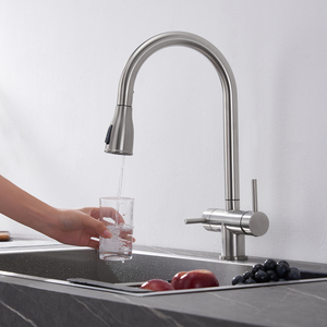3 Way Kitchen Sink Tap 304 Stainless Steel Drinking Water Faucet With <b>Pull</b> Out Spray - Product Image 2