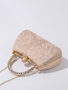 2026 New Arrival Luxury Women's Hard Polyester <b>Sequin</b> Classic Evening <b>Bag</b> Phone/ID Compartment Fashionable Golden Chain Magnetic - Product Image 3