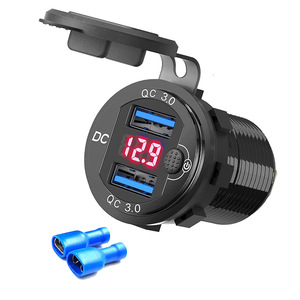 Dual Usb Car Charger 12-24V Qc 3.0 Fast Charging With Digital Voltage Display For Cars - Product Image 1