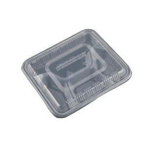 Disposable 4 compartment plastic take away bento lunch box food container
