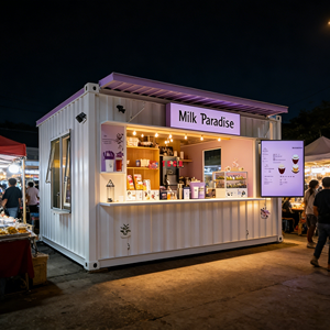 अनुकूलित कोल्ड ड्रिंक दूध चाय स्नैक दुकान सुंदर क्षेत्र कंटेनर हाउस बिक्री सुविधा स्टोर मोबाइल हाउस कियोस्क क्लिप पैनल - Product Image 3