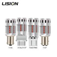 LED CANBUS F3 puissante pour voiture avec ventilateur, lumière de recul 7443 W21/5W, lumière de marche arrière 1157 BAY15D, feu stop LED P21/5W 3157 P27/5W 24W Rouge