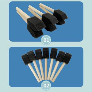 Pinceau éponge pour dessin artistique, 45mm, manche en bois rectangulaire noir, paquet de 20 - Product Image 2
