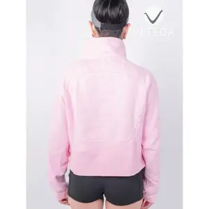 Sudadera Deportiva Ligera con Media Cremallera para Mujer Vetega, de Poliéster, Mangas Largas, Color Rosa, con Bolsillo, Informal - Product Image 3