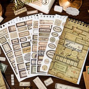 Feuille d'autocollants en spirale, Série d'étiquettes 'Lost Label', Cadre d'étiquettes rétro littéraires, Matériel pour carnet, Autocollants décoratifs pour scrapbooking imprimés - Product Image 2