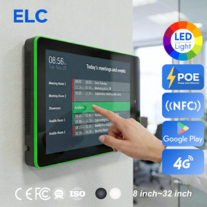 Tablette PoE murale 10,1 pouces avec barre LED RVB programmable pour la réservation de salles de réunion, Android 11 SDK pour l'intégration logicielle - Product Image 1