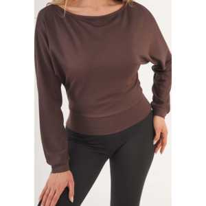 Women's Coffee Blouse with <b>Batwing</b> Sleeve Thin Fabric Knit <b>Tops</b> Wholesale Available - Product Image 2