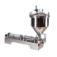 Machine de remplissage semi-automatique à piston à une buse, avec trémie de mélange et de chauffage, motorisée, haute précision, pour pâtes, liquides, huiles et produits chimiques