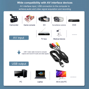 Carte de capture vidéo USB, adaptateur de capture audio VHS TV DVD VCR, convertisseur vidéo RCA vers USB pour <span class=keywords><strong>Mac</strong></span> PC - Product Image 2