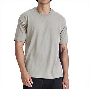 <b>Men's</b> Light Gray Solid Color <b>Short</b> <b>Sleeve</b> O-Neck T-Shirt Regular Fit Casual Jersey Cotton Plain Dyed - Product Image 1