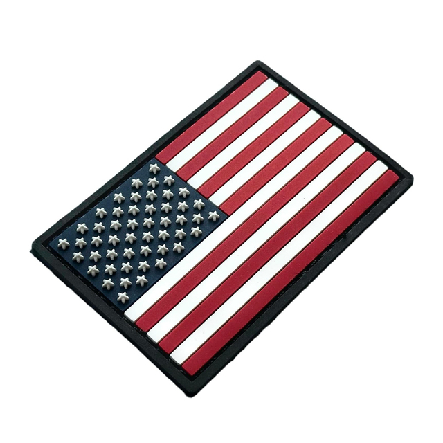 American Flag Embroidered Rubber PVC for Patch for Hats with Hook and Loop