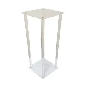 Rectangular Tall Acrylic Flower Stand For Wedding Table Centerpiece Display Rack Crystal Stage Pillar