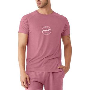 T-shirts à manches courtes raglan à col ras du cou pour hommes, t-shirts respirants en coton et spandex extensibles pour la course à pied - Product Image 5