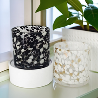 Pot à bougie cylindrique décoratif en verre imprimé sérigraphié motif léopard coloré, style luxe moderne, pour la maison, les mariages, l'extérieur et le jardin