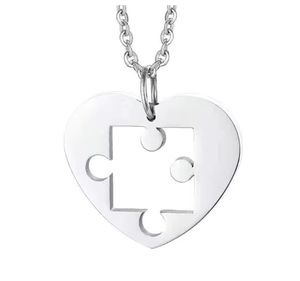 Collar de corazón de rompecabezas creativo pareja simple amor personalizado collar de regalo de mejor amigo de moda - Product Image 6