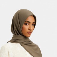 Châle en mousseline de soie perlée de haute qualité, couleur unie, en georgette, foulard hijab lourd pour femmes musulmanes, voile modeste