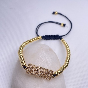 Vòng tay hạt cườm mạ vàng 18K cao cấp kèm charm bé trai bé gái, trang sức gia đình đính đá CZ sang trọng, quà tặng Ngày của Mẹ, bán sỉ - Product Image 3